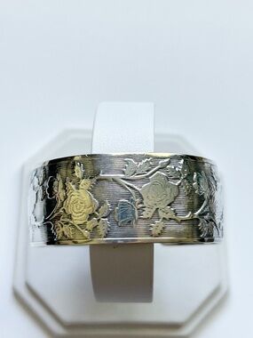 Vintage Sterling Silver Floral Cuff Bracelet